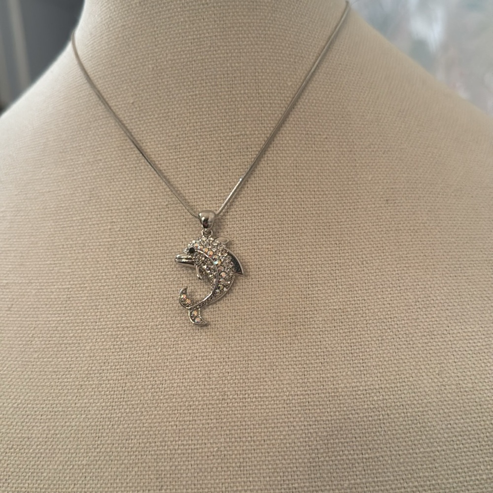 Rhinestone Dolphin Pendant Necklace - from Sea World Orlando
